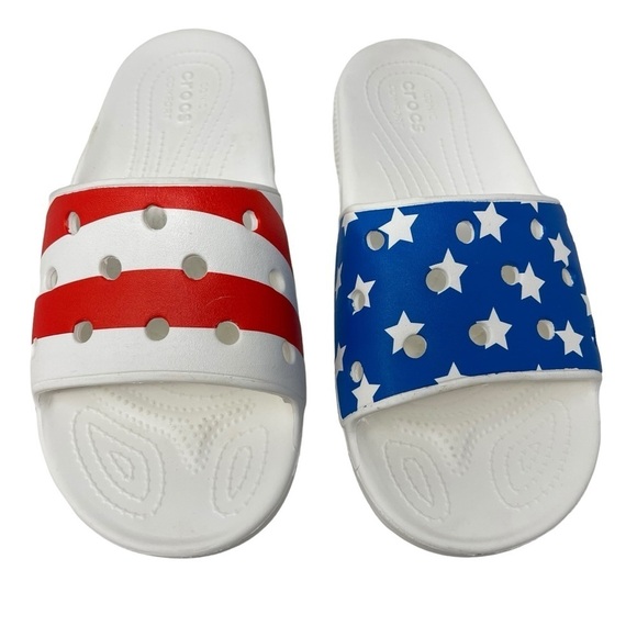 Crocs Mens Size 8 Women’s 10 American Flag Slides sandals Patriotic main image 5
